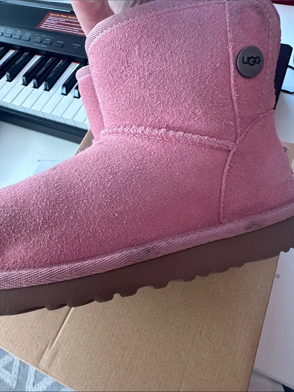 UGG Kids Pink Suede Short Boots